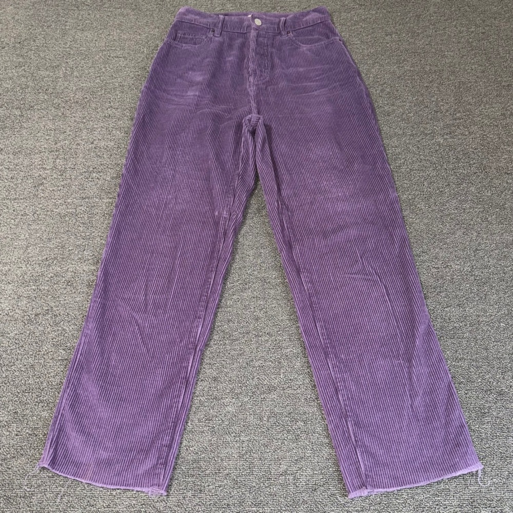 PacSun Purple Corduroy High Rise Straight Leg Cropped Pants Button Fly Size 25